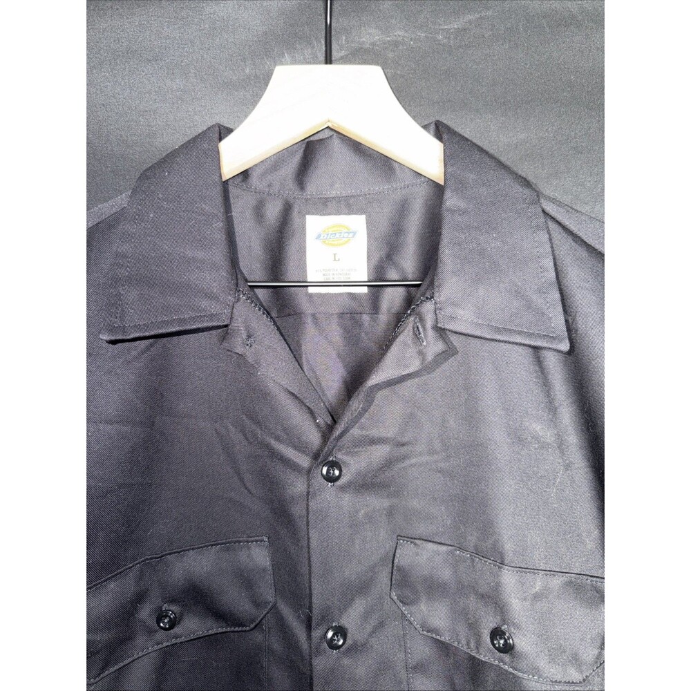 Dickies Shirt Men's Black Button Front Work Pockets Work Shirt - Size L